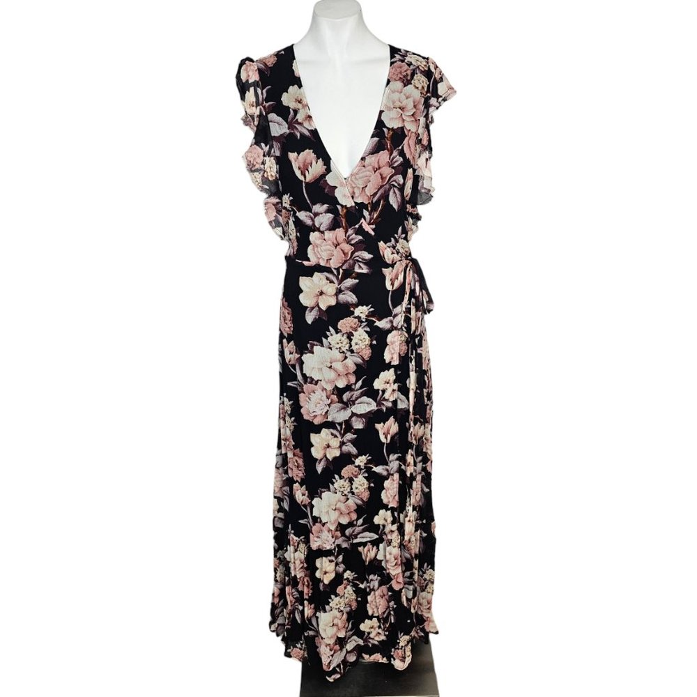 PAIGE Maxi Floral Dress Size M Wedding Guest, Wrap Dress
